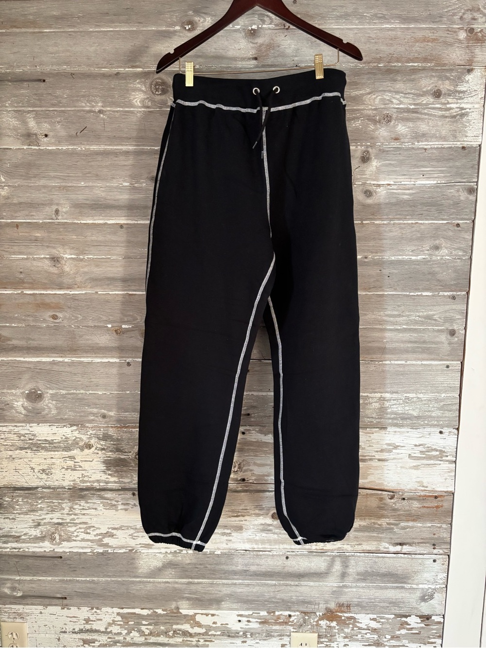 Men's Black Jogger Sweatpants with Contrast Stitching